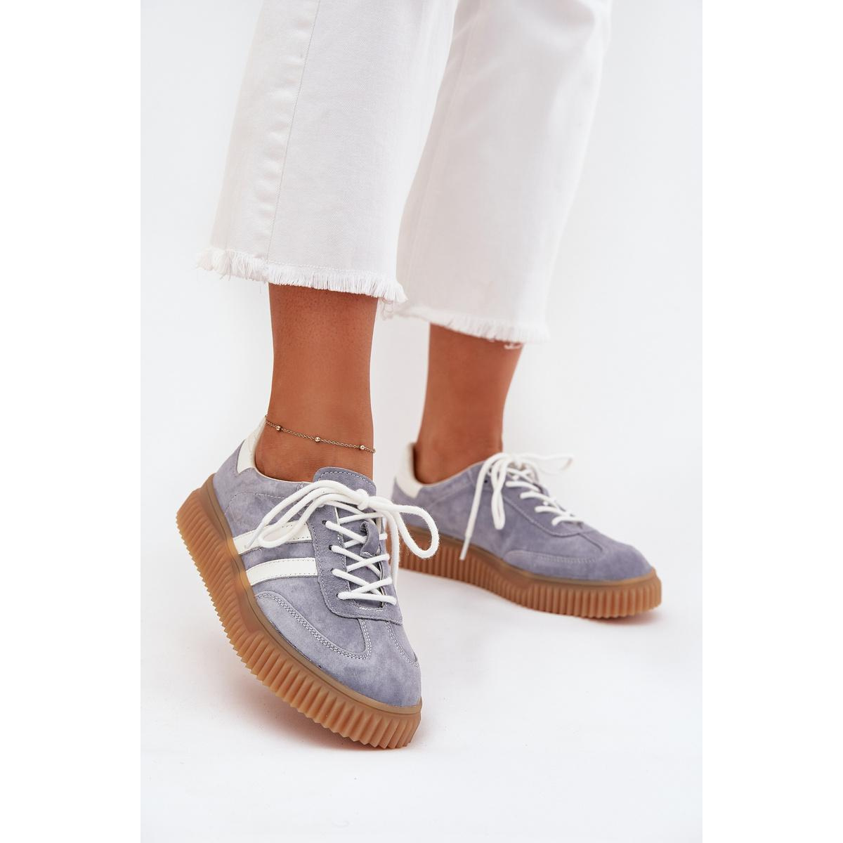 Semišové dámske sneakersy na platforme modré Marisae - Modrá