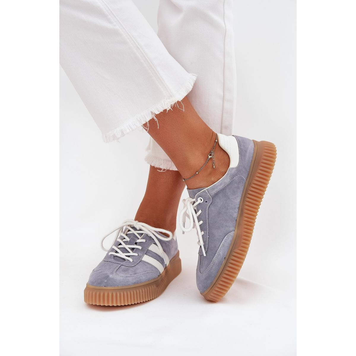 Semišové dámske sneakersy na platforme modré Marisae - Modrá