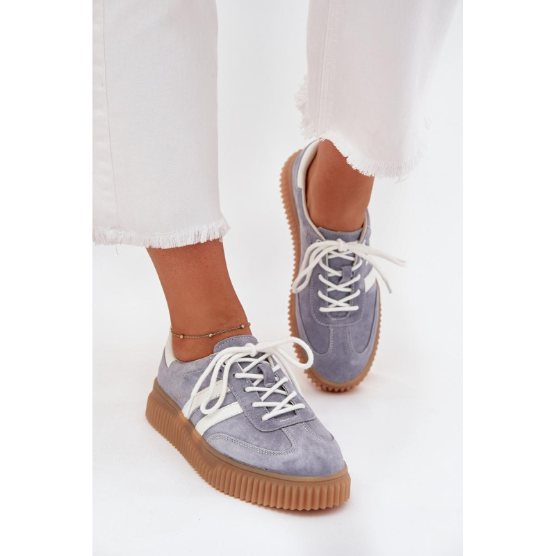 Semišové dámske sneakersy na platforme modré Marisae - Modrá