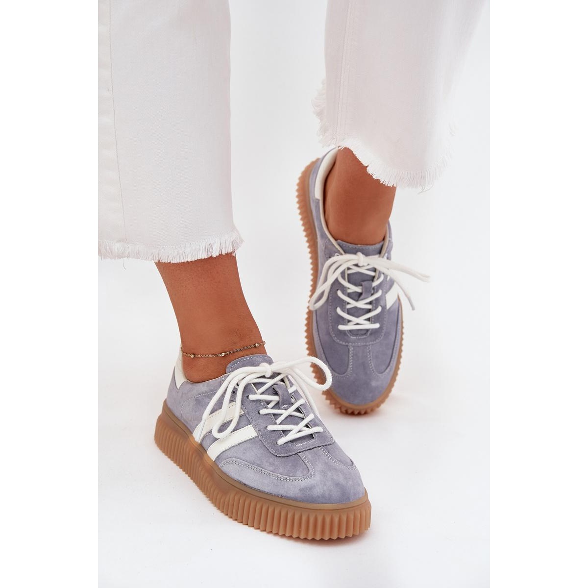 Semišové dámske sneakersy na platforme modré Marisae - Modrá