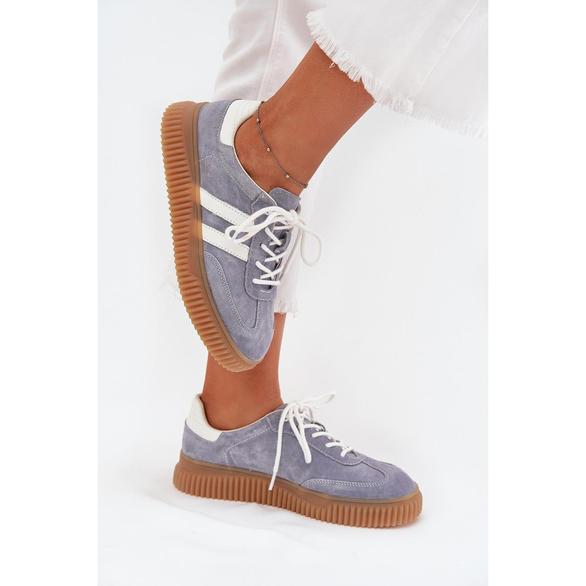 Semišové dámske sneakersy na platforme modré Marisae - Modrá