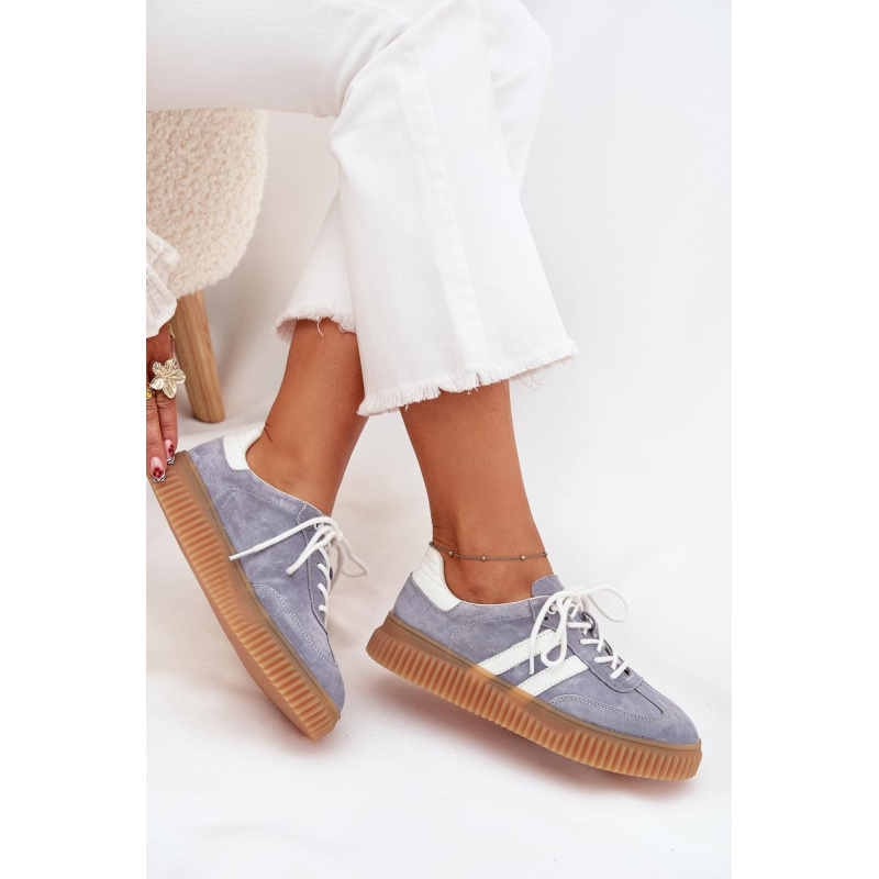 Semišové dámske sneakersy na platforme modré Marisae - Modrá
