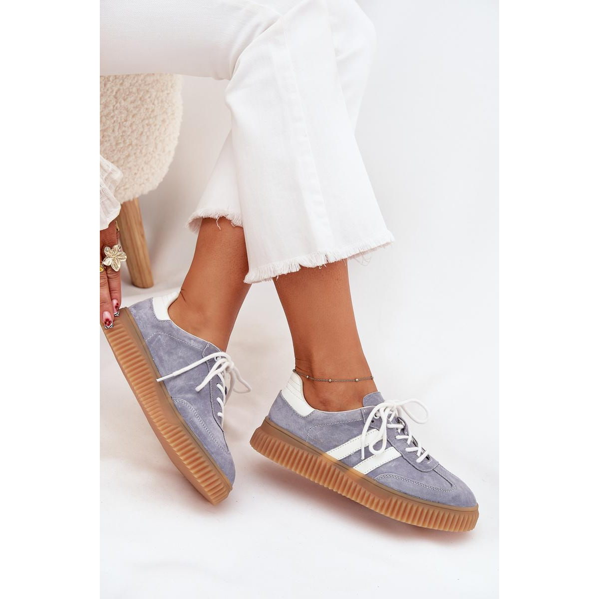 Semišové dámske sneakersy na platforme modré Marisae - Modrá
