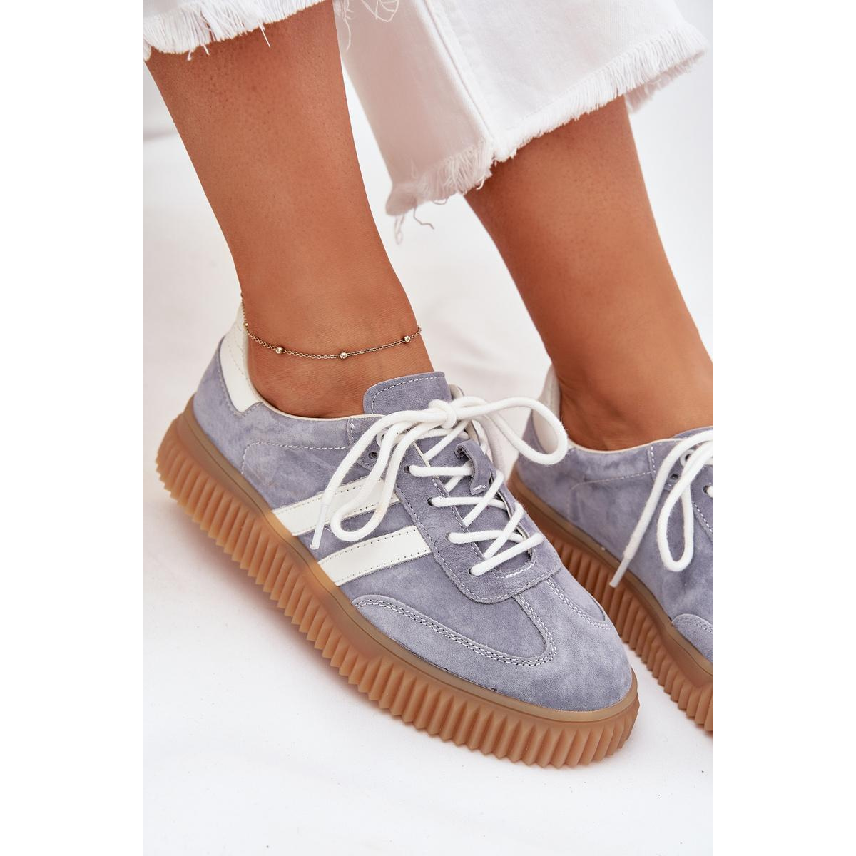 Semišové dámske sneakersy na platforme modré Marisae - Modrá