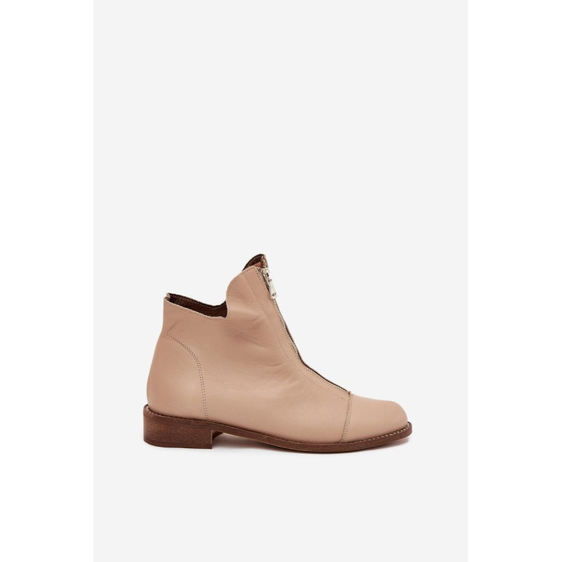 Kožené Čižmy Na Zips Béžové Zazoo 2785/079 - Béžová