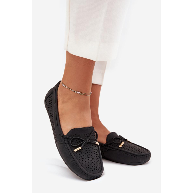Dámske Mokasíny S Perforovaným Vzorom A Šnurovaním Čierne Mirisa - Čierna