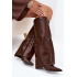 Zateplené Čižmy Na Opätku S Otočeným Zvrškom Čokoládové Tamonia - Odtiene hnedej a béžovej