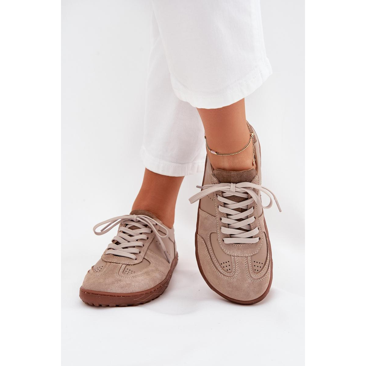 Dámske Kožené Tenisky Barefoot Zazoo N1277S2 Béžové