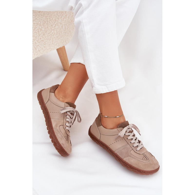 Dámske Kožené Tenisky Barefoot Zazoo N1277S2 Béžové