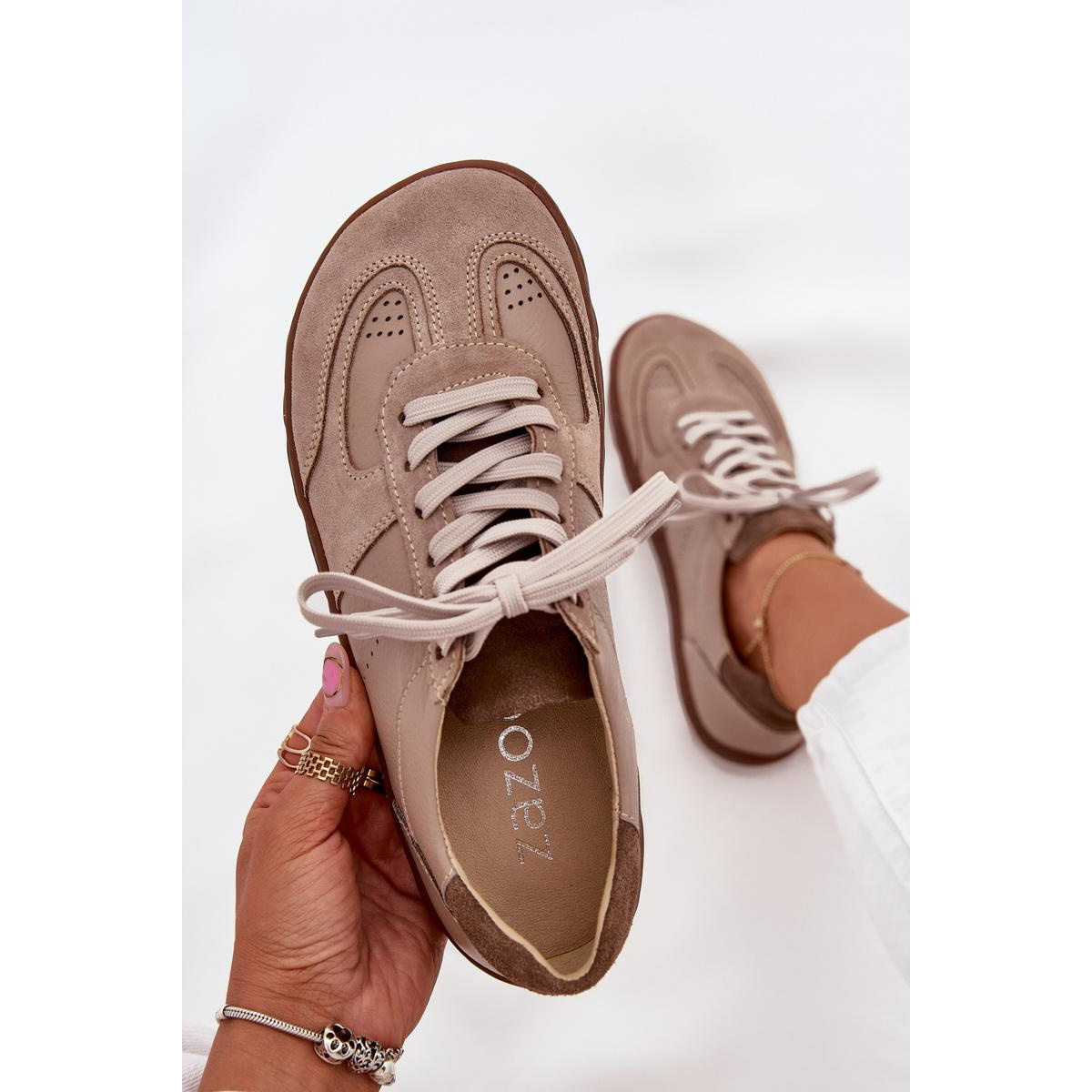 Dámske Kožené Tenisky Barefoot Zazoo N1277S2 Béžové