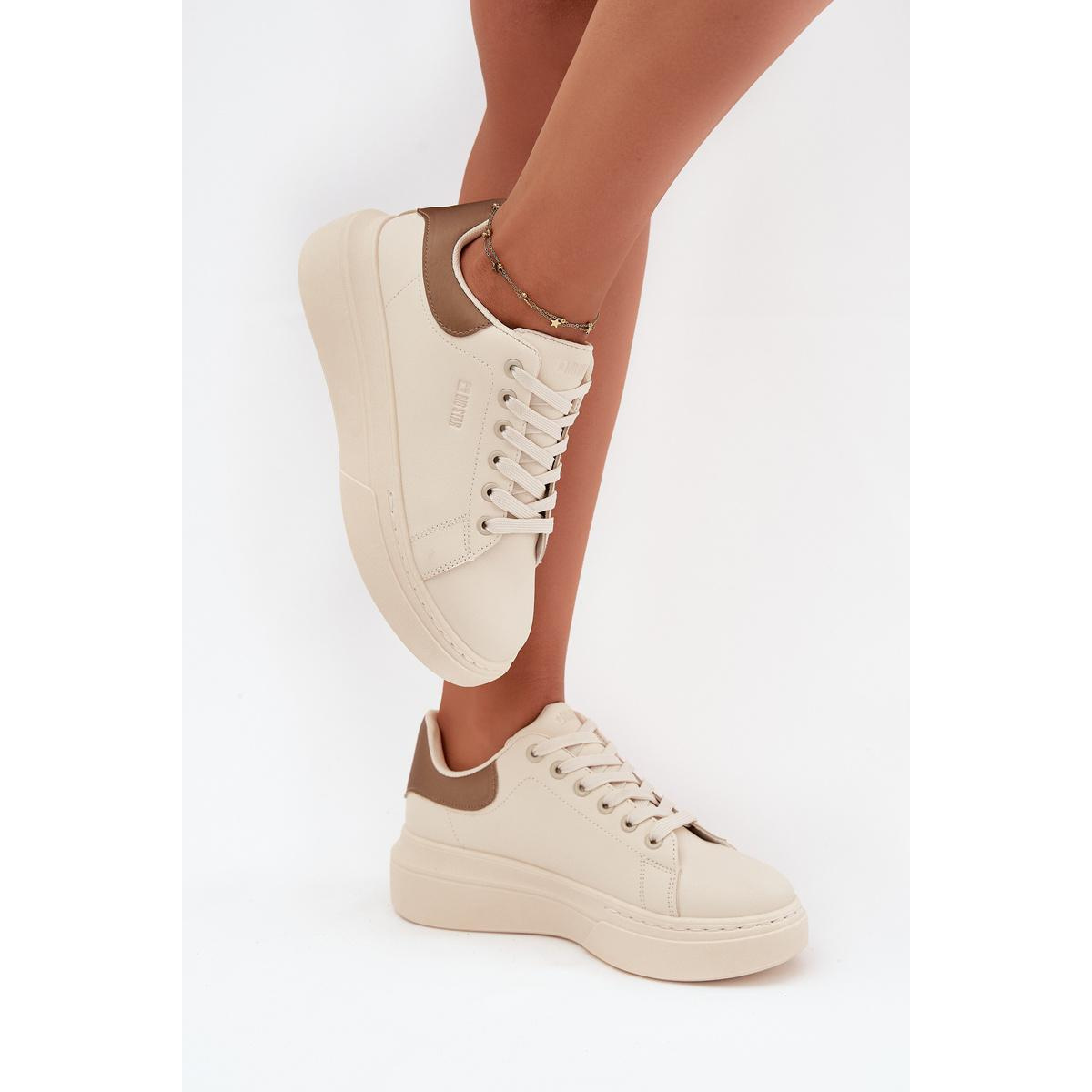 Dámske Sneakersy Na Platforme Big Star SS274246 Svetlo Béžové - Béžová