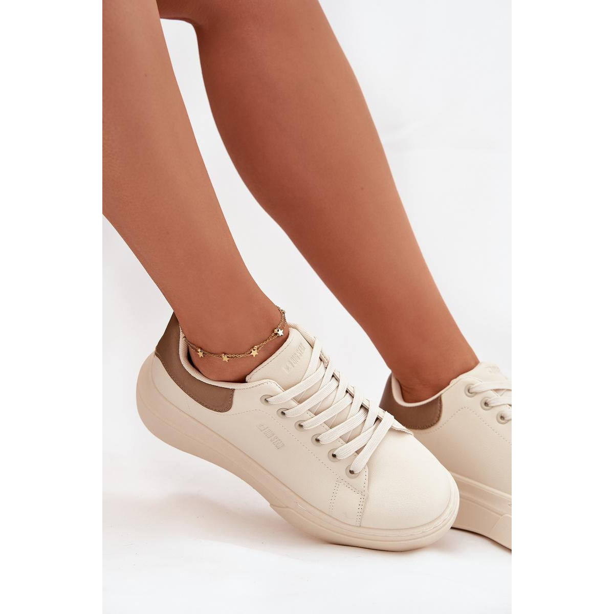 Dámske Sneakersy Na Platforme Big Star SS274246 Svetlo Béžové - Béžová