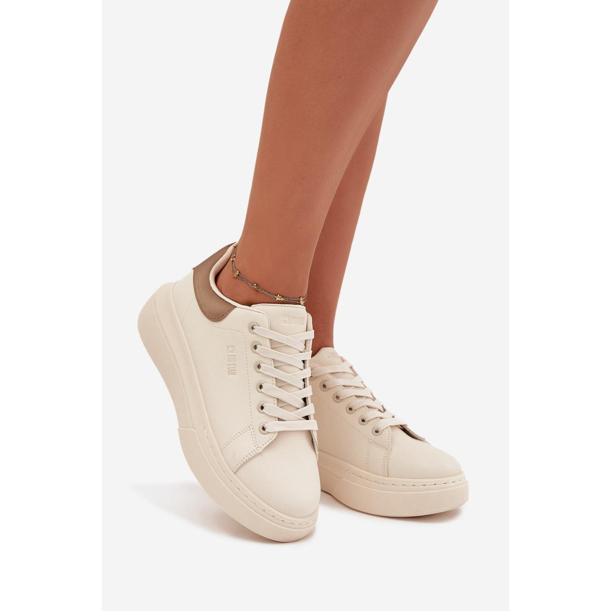 Dámske Sneakersy Na Platforme Big Star SS274246 Svetlo Béžové - Béžová