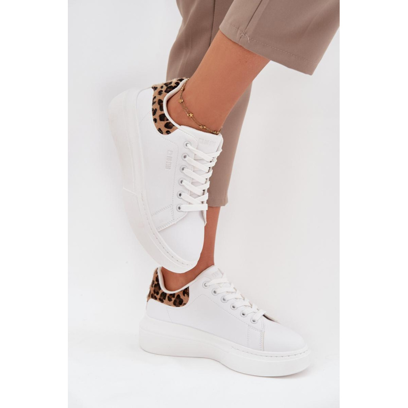 Dámske Tenisky Na Platforme Big Star SS274247 Biele Leopardie - Biela