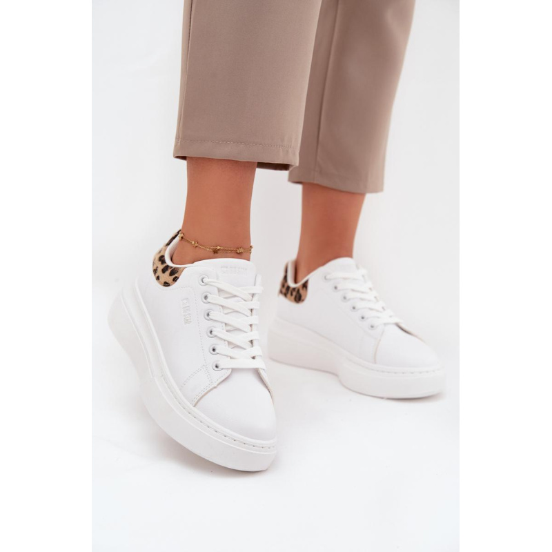 Dámske Tenisky Na Platforme Big Star SS274247 Biele Leopardie - Biela