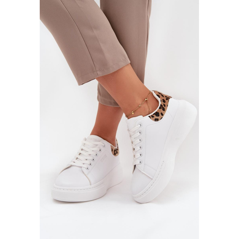 Dámske Tenisky Na Platforme Big Star SS274247 Biele Leopardie - Biela