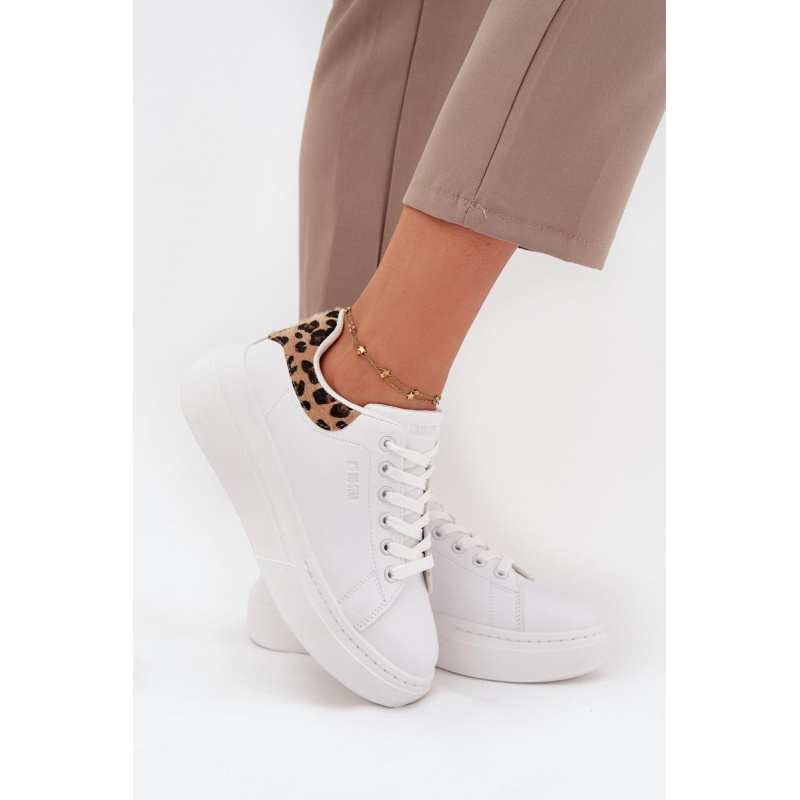 Dámske Tenisky Na Platforme Big Star SS274247 Biele Leopardie - Biela