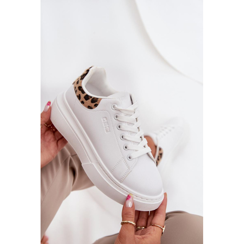 Dámske Tenisky Na Platforme Big Star SS274247 Biele Leopardie - Biela