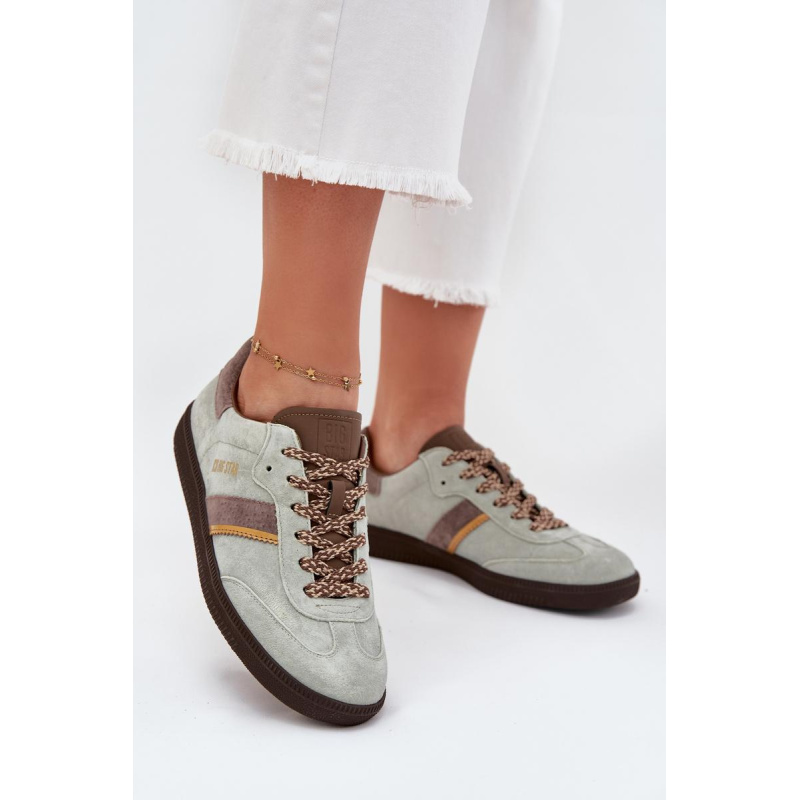 Dámske Nízke Sneakers Z Semiša Big Star SS274678 HI-POLY SYSTEM Mätový - Odtiene zelenej