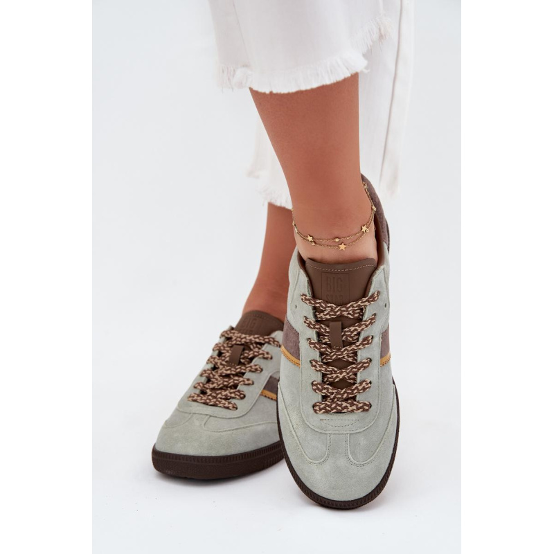 Dámske Nízke Sneakers Z Semiša Big Star SS274678 HI-POLY SYSTEM Mätový - Odtiene zelenej