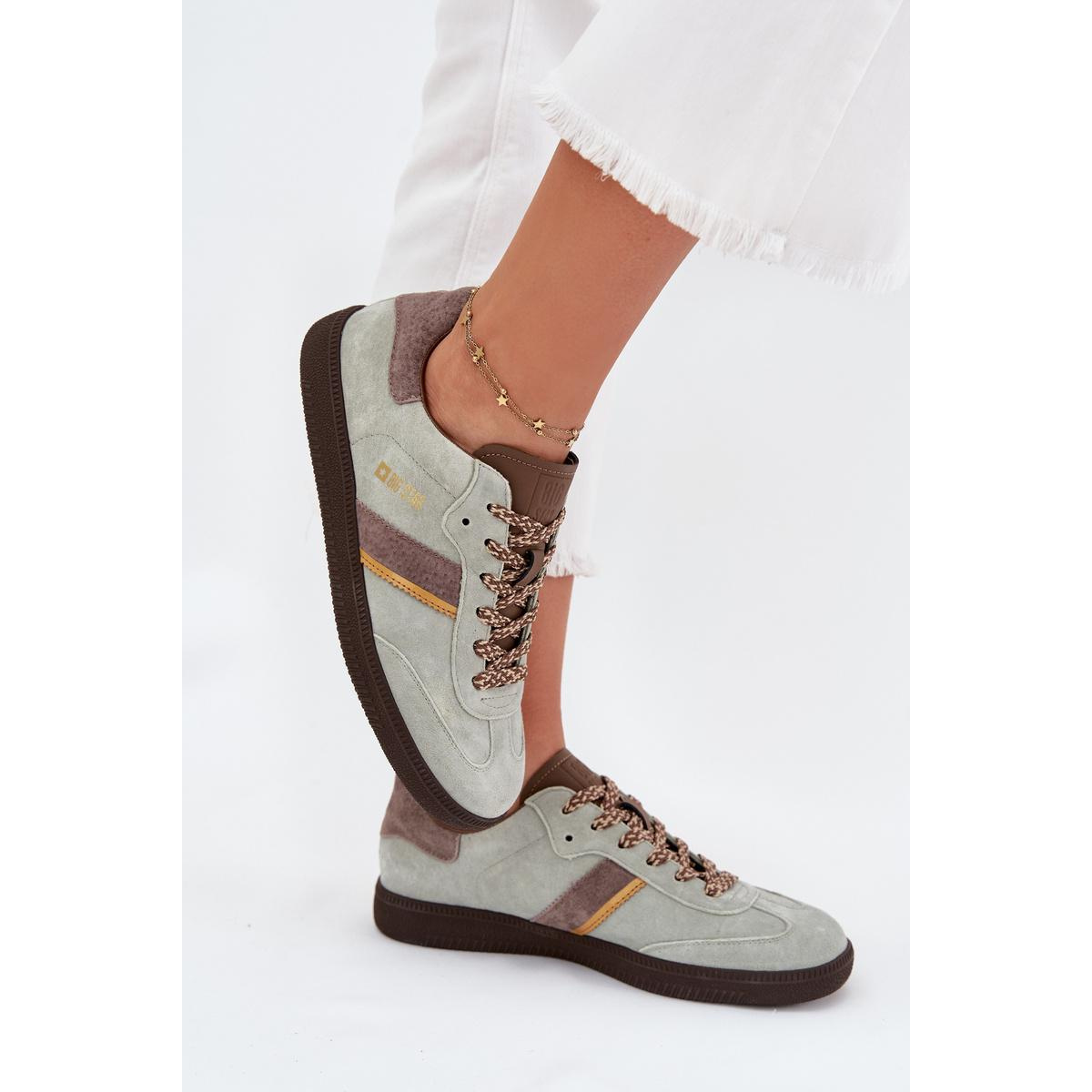 Dámske Nízke Sneakers Z Semiša Big Star SS274678 HI-POLY SYSTEM Mätový - Odtiene zelenej