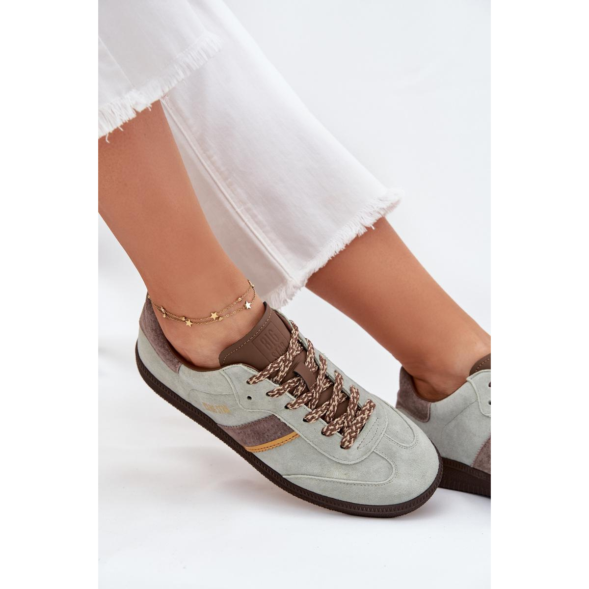 Dámske Nízke Sneakers Z Semiša Big Star SS274678 HI-POLY SYSTEM Mätový - Odtiene zelenej