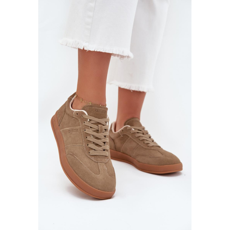Dámske semišové sneakersy Big Star SS274675 HI-POLY SYSTEM Béžové - Béžová