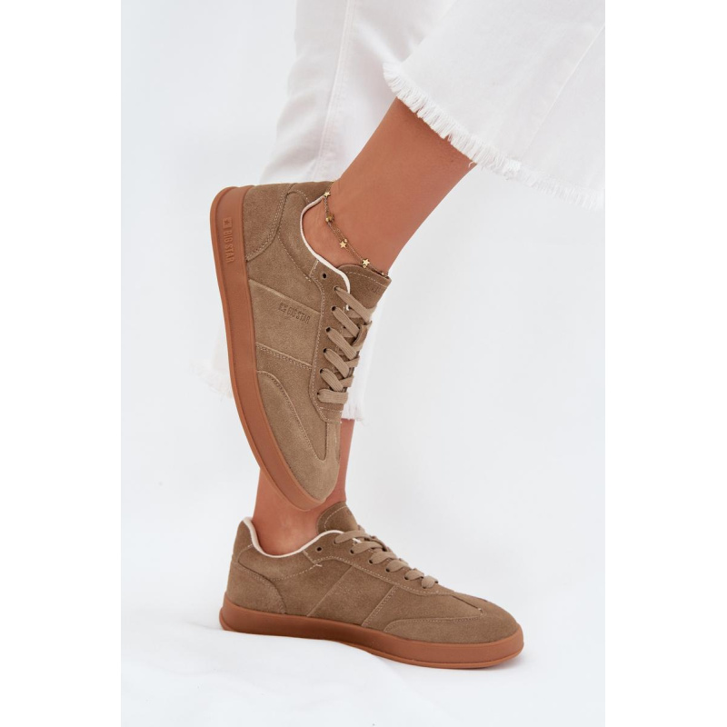 Dámske semišové sneakersy Big Star SS274675 HI-POLY SYSTEM Béžové - Béžová