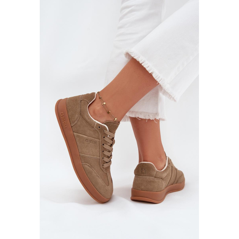 Dámske semišové sneakersy Big Star SS274675 HI-POLY SYSTEM Béžové - Béžová