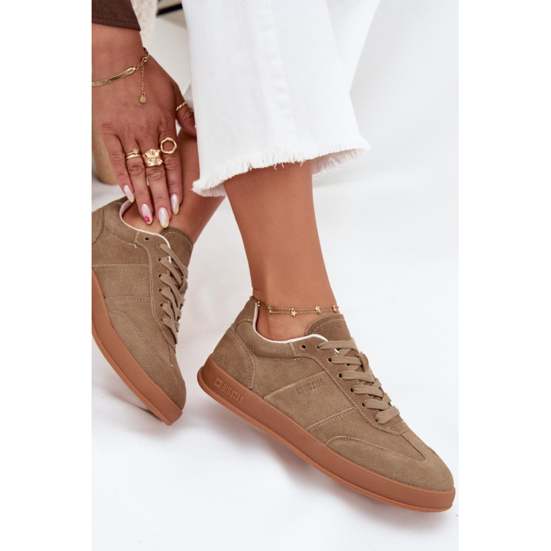 Dámske semišové sneakersy Big Star SS274675 HI-POLY SYSTEM Béžové - Béžová