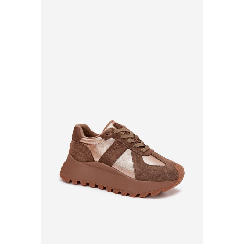 Dámske Zateplené Sneakersy Na Platforme Big Star OO274A218 HI-POLY SYSTEM Hnedé - Odtiene hnedej a béžovej