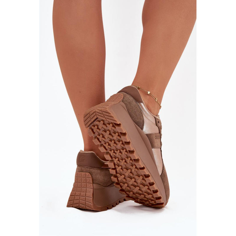 Dámske Zateplené Sneakersy Na Platforme Big Star OO274A218 HI-POLY SYSTEM Hnedé - Odtiene hnedej a béžovej