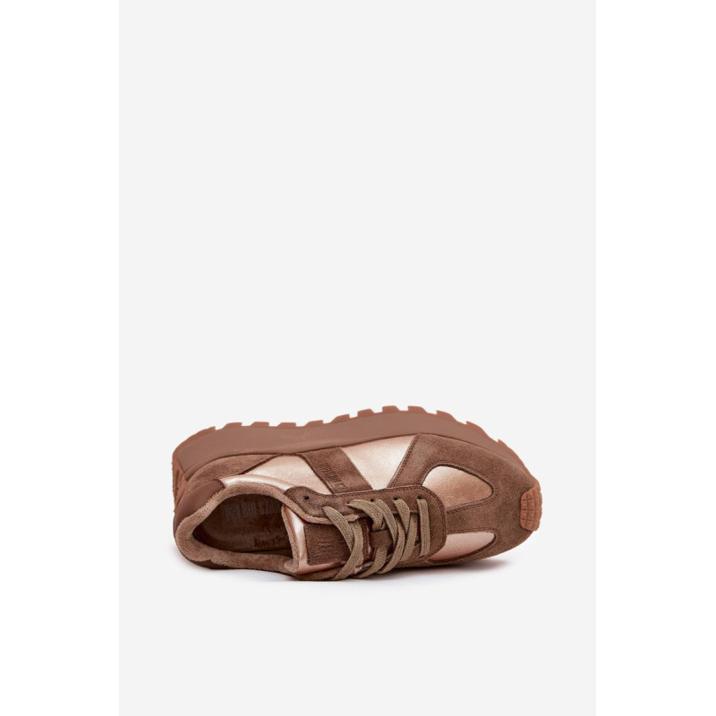 Dámske Zateplené Sneakersy Na Platforme Big Star OO274A218 HI-POLY SYSTEM Hnedé - Odtiene hnedej a béžovej
