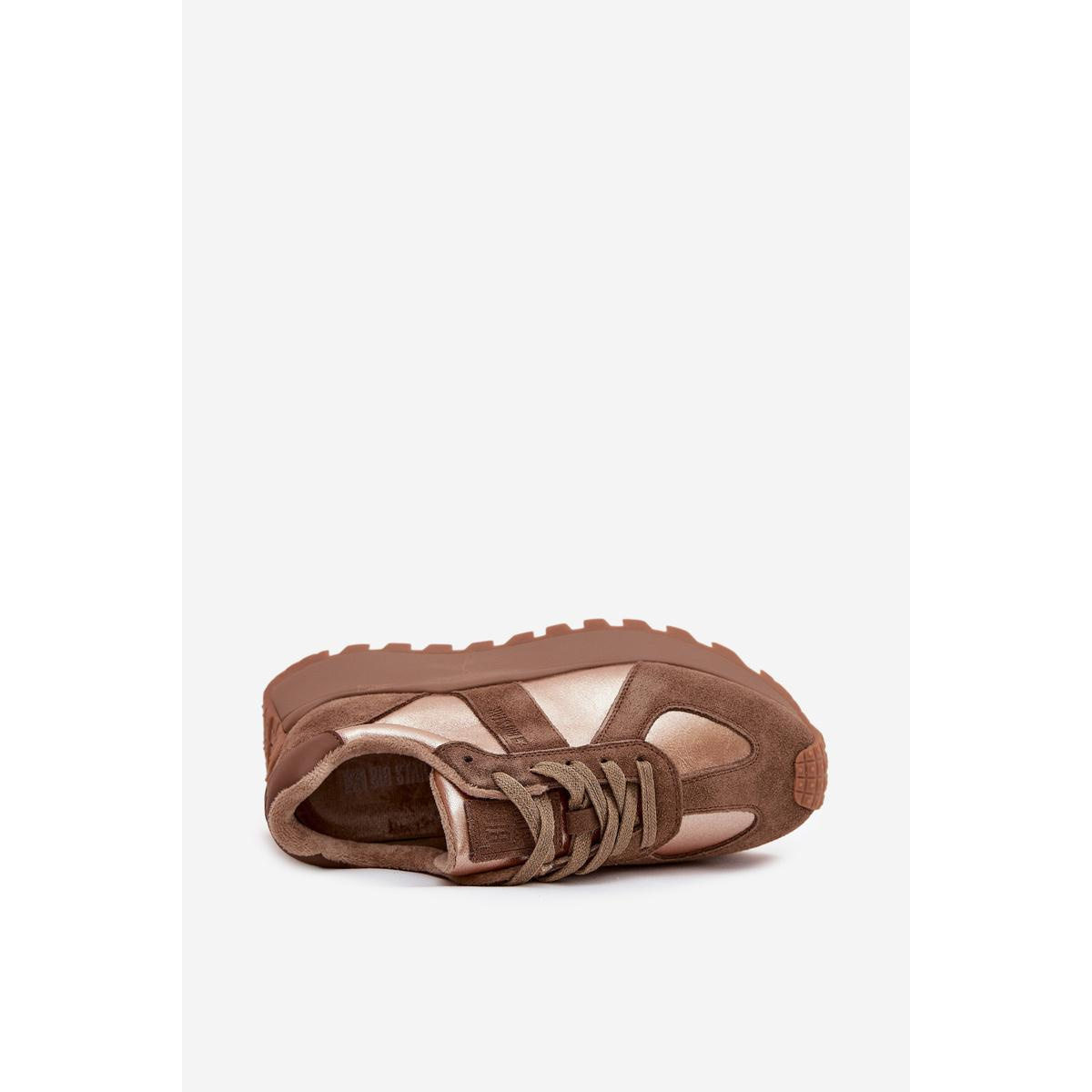 Dámske Zateplené Sneakersy Na Platforme Big Star OO274A218 HI-POLY SYSTEM Hnedé - Odtiene hnedej a béžovej