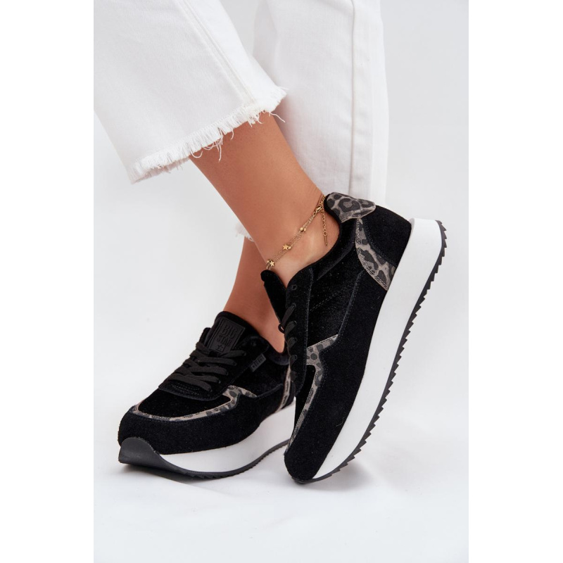 Dámske Zamszové Sneakersy Big Star OO274A312 HI-POLY SYSTEM Čierne Panther - Čierna