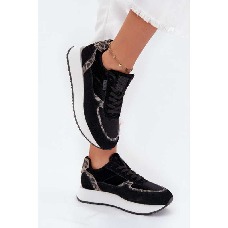 Dámske Zamszové Sneakersy Big Star OO274A312 HI-POLY SYSTEM Čierne Panther - Čierna