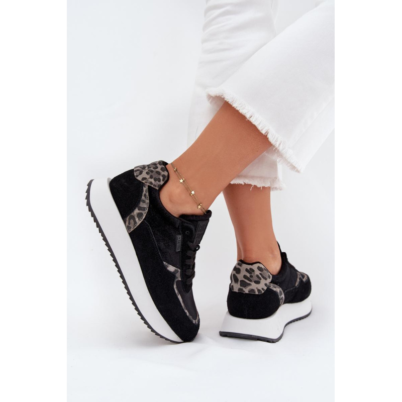 Dámske Zamszové Sneakersy Big Star OO274A312 HI-POLY SYSTEM Čierne Panther - Čierna