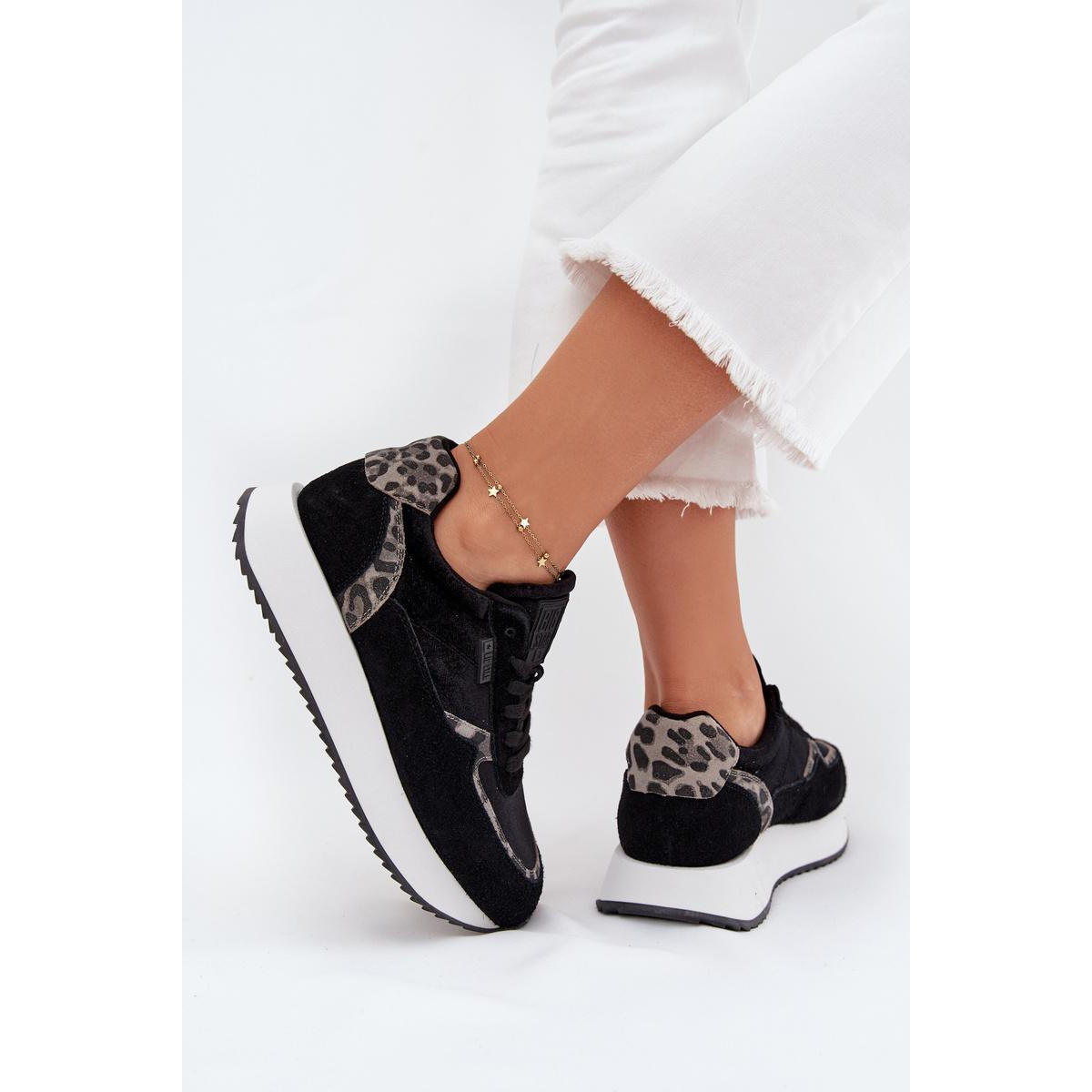 Dámske Zamszové Sneakersy Big Star OO274A312 HI-POLY SYSTEM Čierne Panther - Čierna