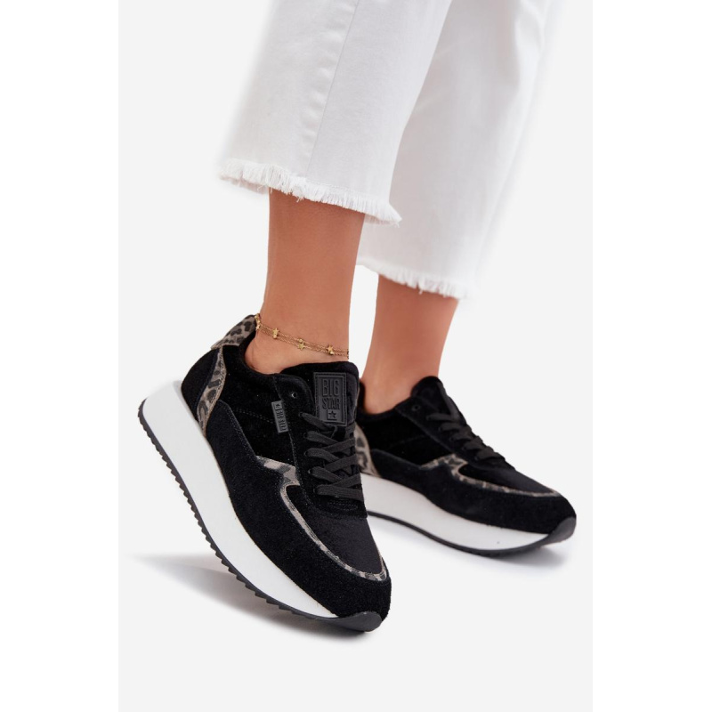 Dámske Zamszové Sneakersy Big Star OO274A312 HI-POLY SYSTEM Čierne Panther - Čierna