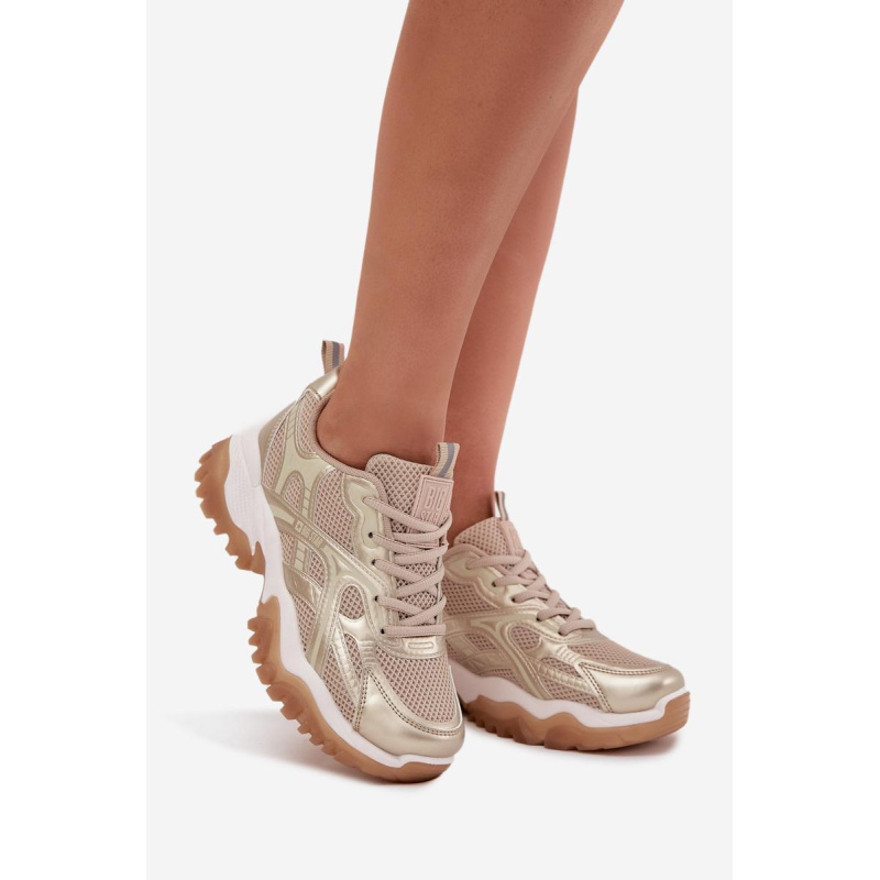 Dámske Športové Topánky Sneakers Big Star SS274014 Béžovo-Zlaté