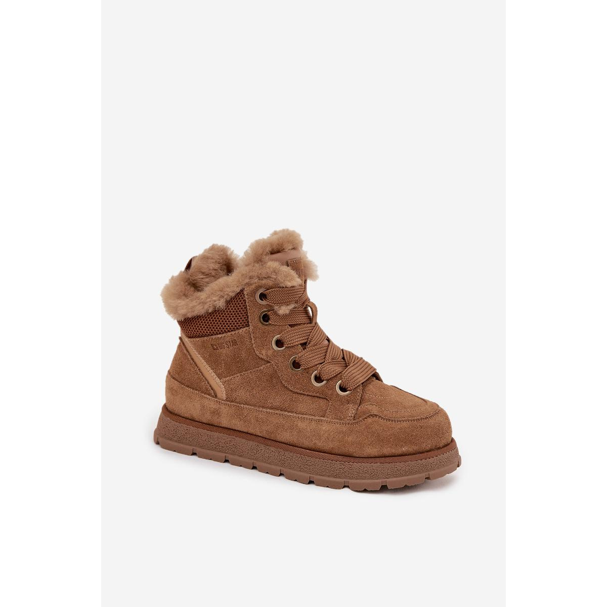 Semišové Snehule Dámske Na Platforme S Kožúškom Big Star SS274370 Camel - Odtiene hnedej a béžovej