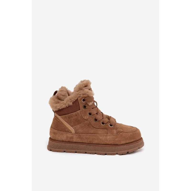 Semišové Snehule Dámske Na Platforme S Kožúškom Big Star SS274370 Camel - Odtiene hnedej a béžovej
