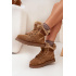 Semišové Snehule Dámske Na Platforme S Kožúškom Big Star SS274370 Camel - Odtiene hnedej a béžovej