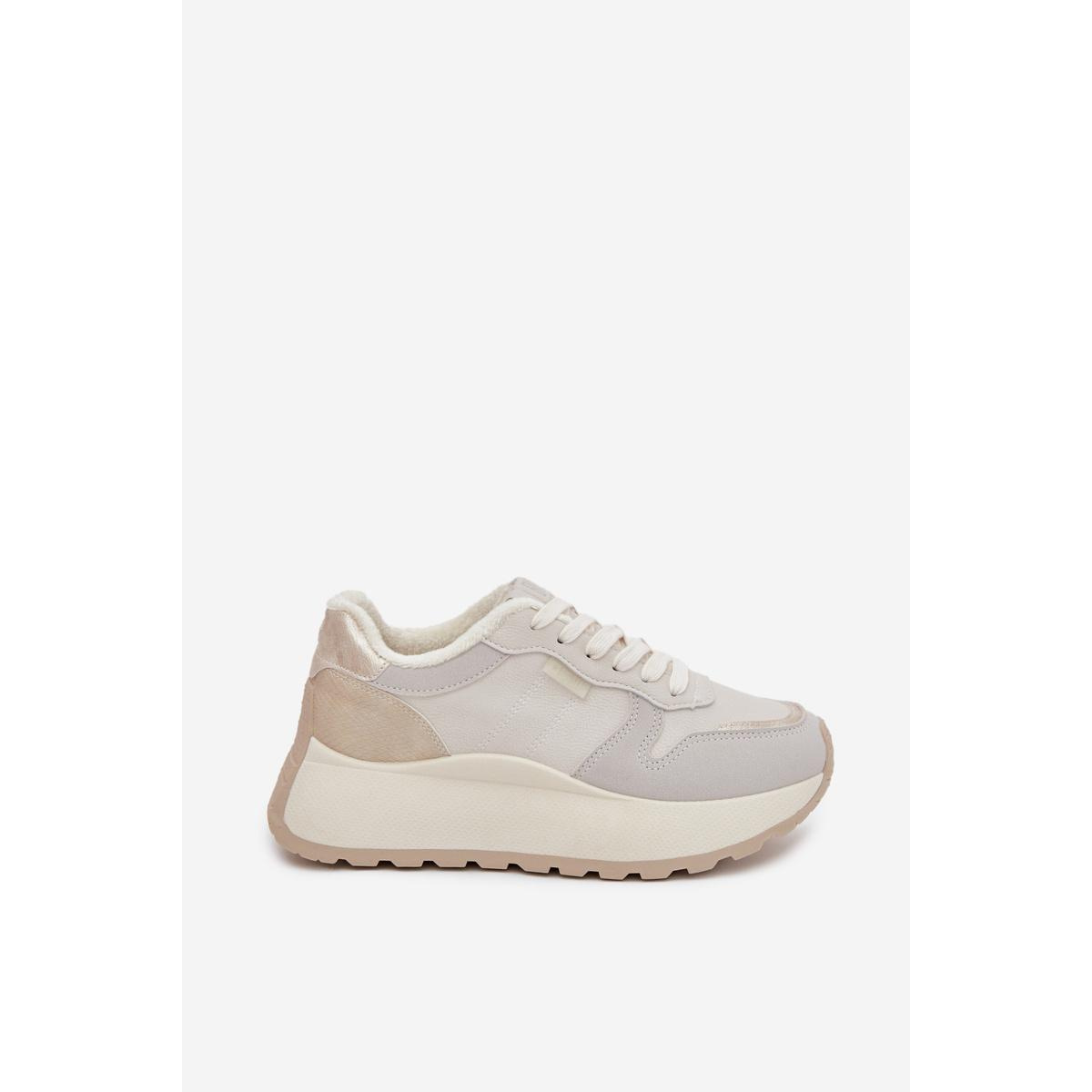 Zateplené dámske sneakersy na platforme Big Star SS274008 HI-POLY SYSTEM svetlo béžové - Biela