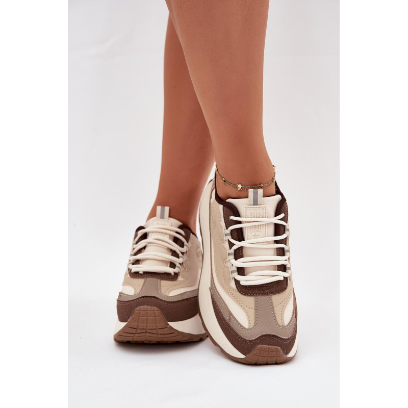 Dámske Sneakers Na Platforme Big Star SS274002 HI-POLY SYSTEM Béžové