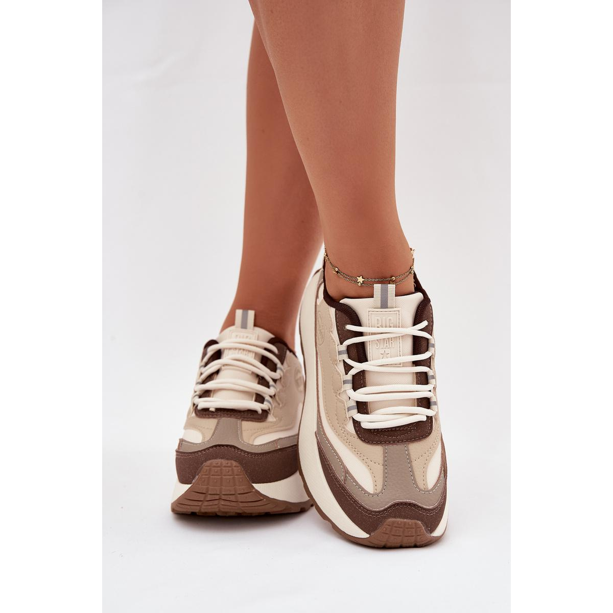 Dámske Sneakers Na Platforme Big Star SS274002 HI-POLY SYSTEM Béžové