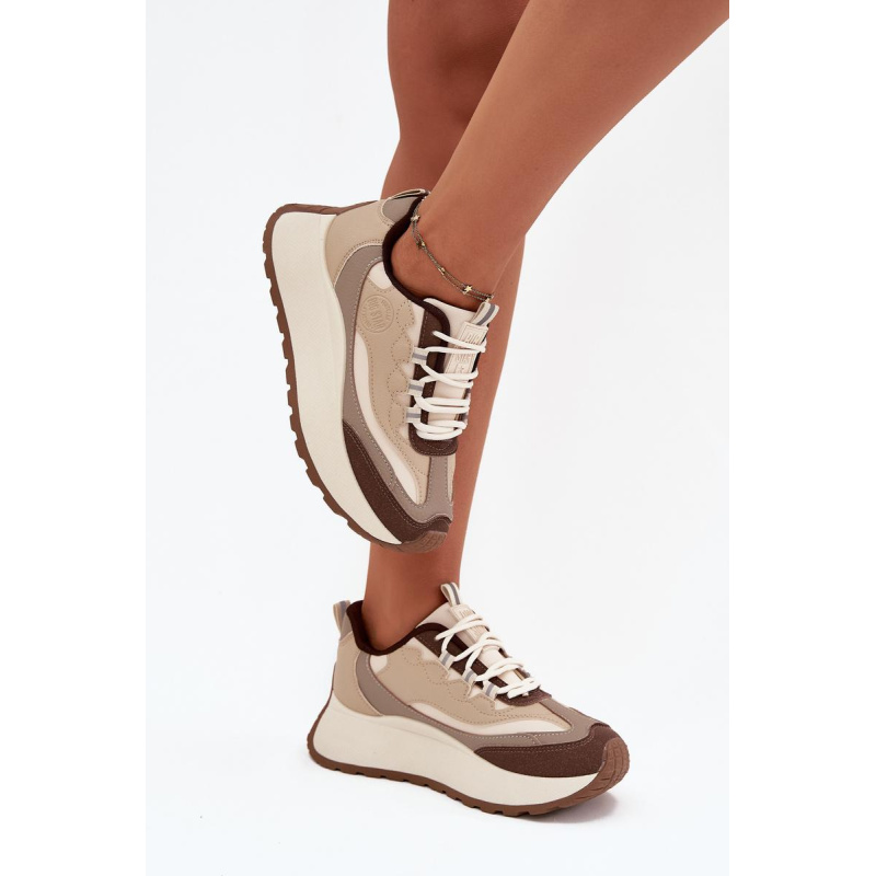 Dámske Sneakers Na Platforme Big Star SS274002 HI-POLY SYSTEM Béžové