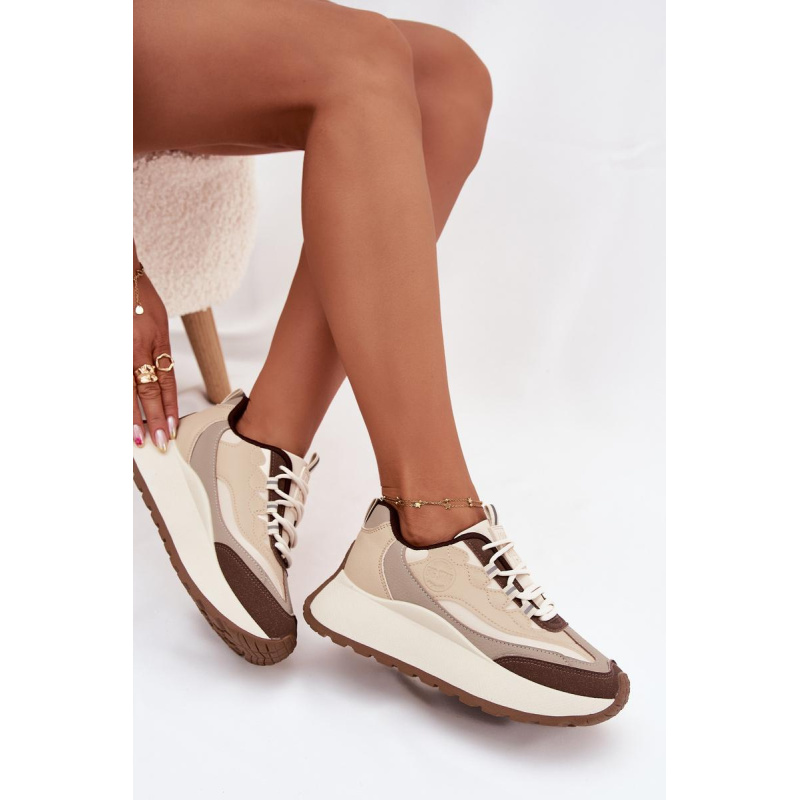 Dámske Sneakers Na Platforme Big Star SS274002 HI-POLY SYSTEM Béžové