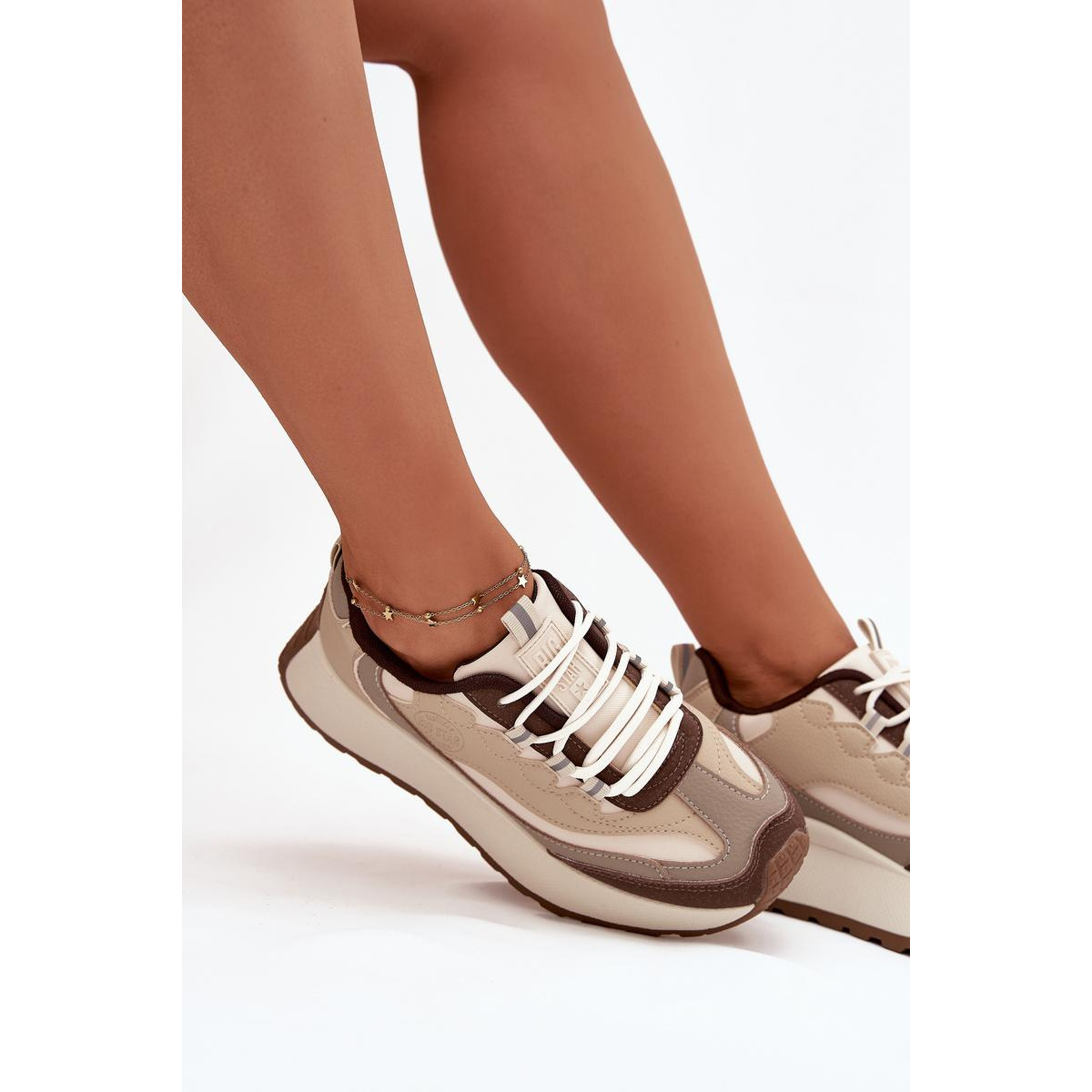 Dámske Sneakers Na Platforme Big Star SS274002 HI-POLY SYSTEM Béžové
