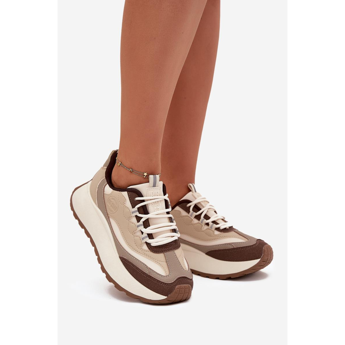 Dámske Sneakers Na Platforme Big Star SS274002 HI-POLY SYSTEM Béžové